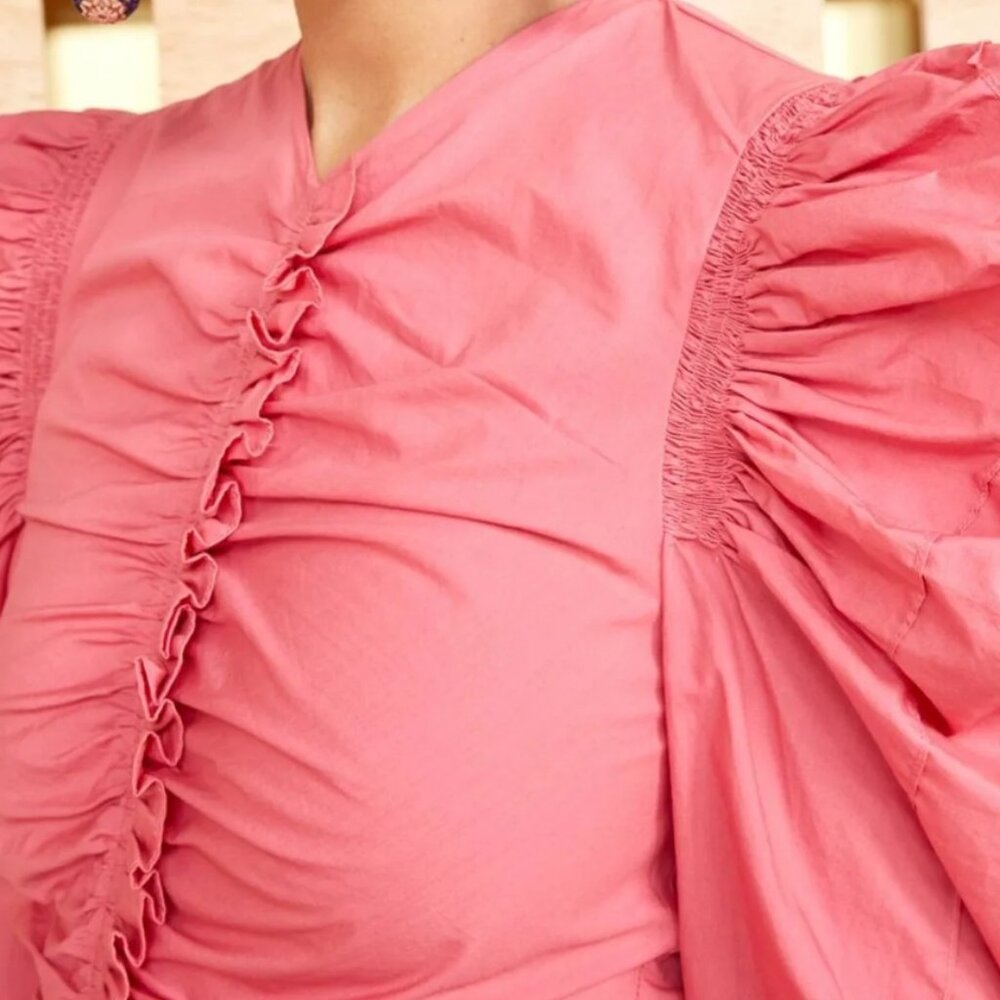 NWOT ULLA JOHNSON Priyanka Dress in Honeysuckle M $570 - Picture 4 of 12